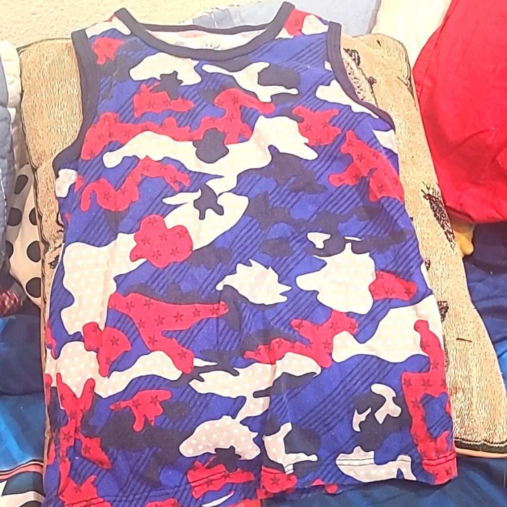 5T Patriotic 4th of July camouflage print tank.